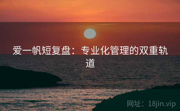 爱一帆短复盘:专业化管理的双重轨道 爱一帆短复盘:专业化管理的双重轨道